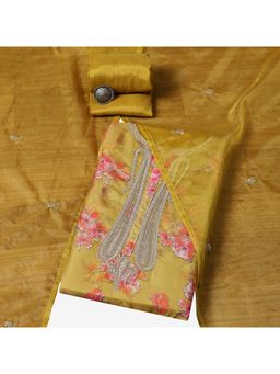Biba - Women Printed Unstitched Suit - Yellow (Set of 3)