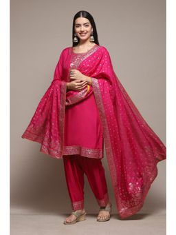 Biba - Women Viscose Yarded Salwar Suits - Pink (Set of 3)