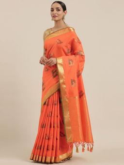 Mimosa - Women Kanjivaram Silk Saree With Unstitched Blouse