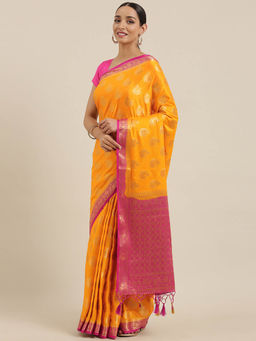 Mimosa - Women Mysore Silk Crepe Saree With Unstitched Blouse