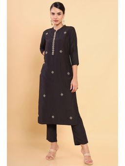 Soch - Women Black Modal Printed Kurta (Set of 2)