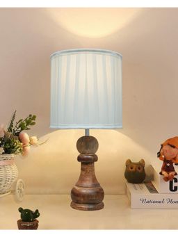 Homesake - Rustic Table Lamp Wood Pawn Ribbed White Shade