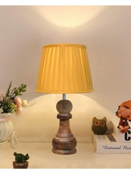 Homesake - Rustic Table Lamp Wood Pawn Ribbed Beige Shade