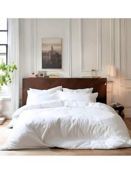 BEDLAM - Classic Hotel Style Plain 400 TC Fitted Bedsheet With 2 Pillow Covers