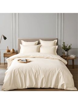 BEDLAM - Ivory Cream 400 TC Percale Limited Drop 001 Flat Bedsheet With 2 Pillow Covers