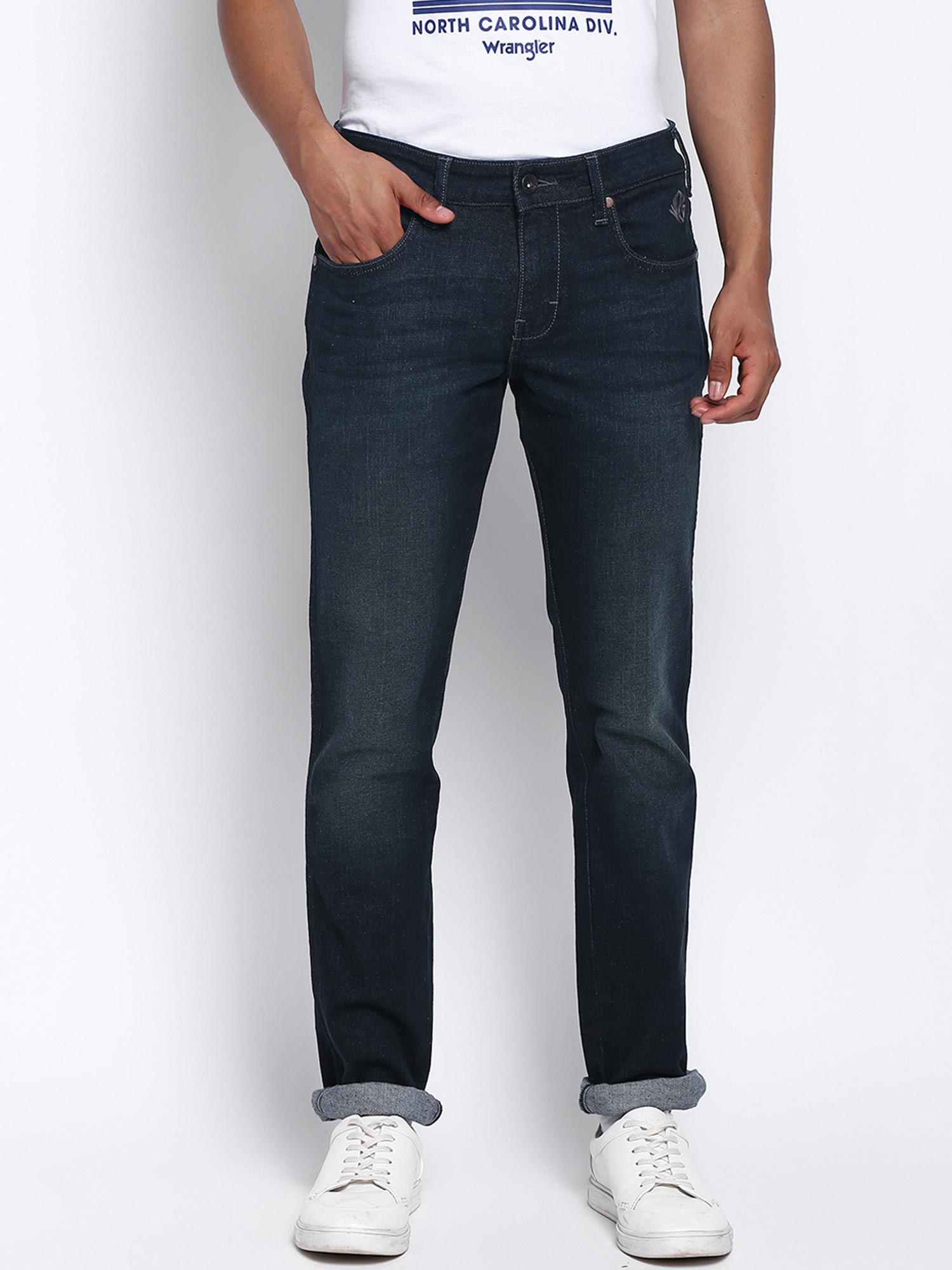 Wrangler Skanders Navy Blue Slim Jeans 