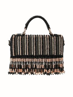 House Of Kosha - Symphony Black Suede Embellished Box Sling Bag