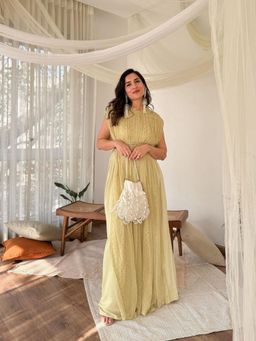 House Of Kosha - Farah Ivory Suede Pearl Potli Bag