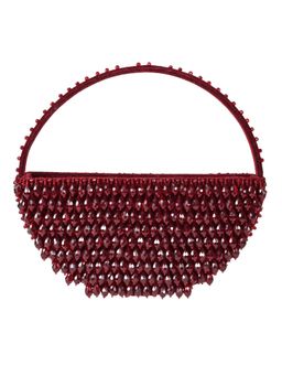 House Of Kosha - Clara Maroon Suede Embellished Hand Bag