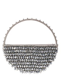 House Of Kosha - Clara Silver Suede Embellished Hand Bag