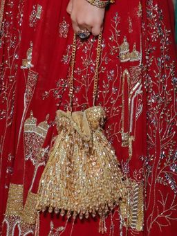 House Of Kosha - Haya Gold Embellished Crystal Potli Bag