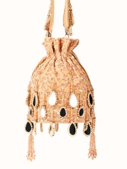 House Of Kosha - Sheesh Mahal Gold Embellished Potli Bag