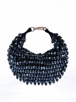 House Of Kosha - Ophelia Navy Blue Suede Embellished Hobo Bag