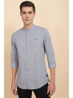Allen Solly - Men Blue Custom Fit Print Full Sleeves Casual Shirt