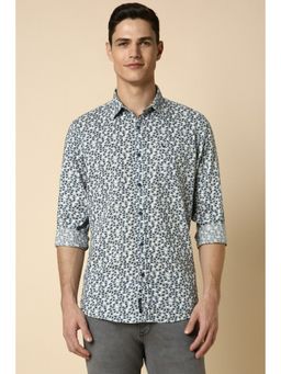 Allen Solly - Men Grey Custom Fit Print Full Sleeves Casual Shirt