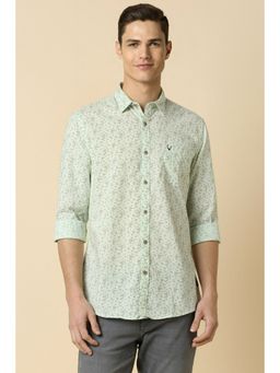 Allen Solly - Men Green Custom Fit Print Full Sleeves Casual Shirt