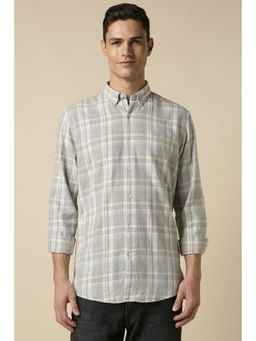 Allen Solly - Men Grey Custom Fit Check Full Sleeves Casual Shirt