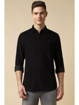 Allen Solly - Men Black Custom Fit Solid Full Sleeves Casual Shirt