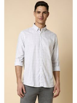 Allen Solly - Men White Custom Fit Check Full Sleeves Casual Shirt