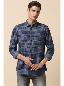 Allen Solly - Men Blue Custom Fit Print Full Sleeves Casual Shirt