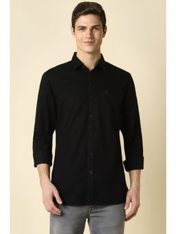 Allen Solly - Men Black Custom Fit Solid Full Sleeves Casual Shirt