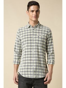 Allen Solly - Men Grey Custom Fit Check Full Sleeves Casual Shirt