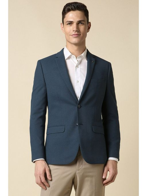 Allen Solly Men Blue Ultra Slim Fit Textured Formal Blazer