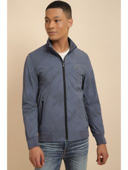 Allen Solly - Men Blue Textured Full Sleeves Casual Jacket