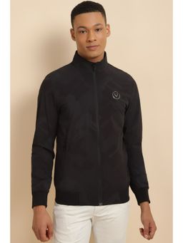 Allen Solly - Men Black Textured Full Sleeves Casual Jacket