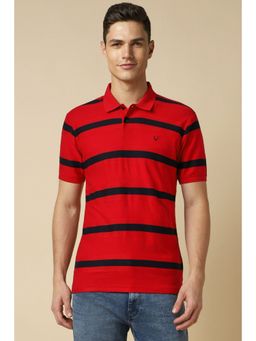 Allen Solly - Men Red Stripe Polo Neck T-Shirt