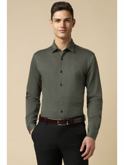 Allen Solly - Men Green Slim Fit Textured Full Sleeves Formal Shirt