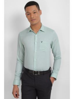 Allen Solly - Men Green Slim Fit Solid Full Sleeves Formal Shirt