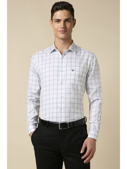 Allen Solly - Men White Slim Fit Checks Full Sleeves Formal Shirt