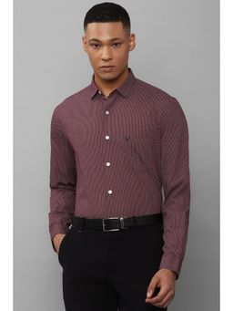 Allen Solly - Men Maroon Slim Fit Print Full Sleeves Formal Shirt
