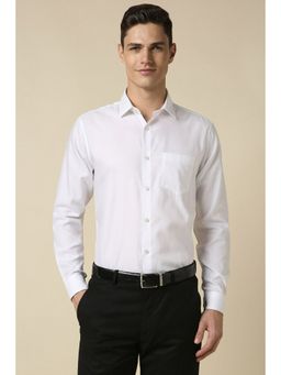 Allen Solly - Men White Slim Fit Textured Full Sleeves Formal Shirt