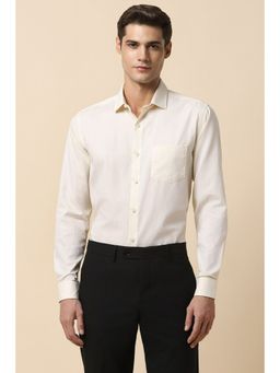 Allen Solly - Men Cream Slim Fit Textured Full Sleeves Formal Shirt