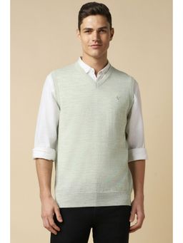 Allen Solly - Men Green Print V Neck Sleeveless Sweater