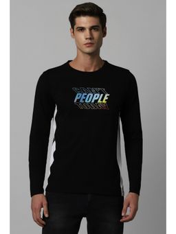 Allen Solly - Men Black Printed Crew Neck T-Shirt