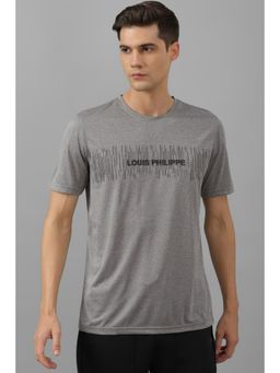 Louis Philippe - Men Grey Print Crew Neck T-Shirt