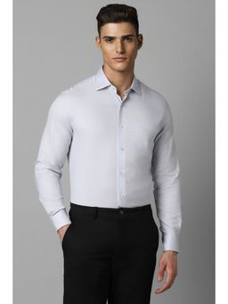 Louis Philippe - Men Grey Classic Fit Textured Full Sleeves Formal Shirt