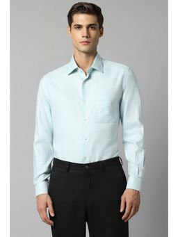 Louis Philippe - Men Green Classic Fit Textured Full Sleeves Formal Shirt