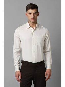 Louis Philippe - Men White Classic Fit Textured Full Sleeves Formal Shirt