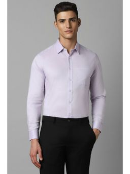 Louis Philippe - Men Purple Slim Fit Solid Full Sleeves Formal Shirt