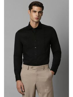 Louis Philippe - Men Black Slim Fit Embroidered Full Sleeves Formal Shirt