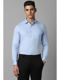 Louis Philippe - Men Blue Slim Fit Textured Full Sleeves Formal Shirt