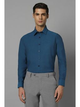 Louis Philippe - Men Blue Slim Fit Solid Full Sleeves Formal Shirt