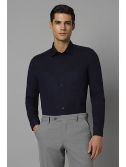 Louis Philippe - Men Navy Slim Fit Solid Full Sleeves Formal Shirt