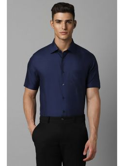 Louis Philippe - Men Navy Classic Fit Solid Half Sleeves Formal Shirt