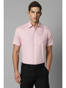Louis Philippe - Men Pink Classic Fit Check Half Sleeves Formal Shirt