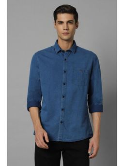 Louis Philippe - Men Blue Slim Fit Print Full Sleeves Casual Shirt